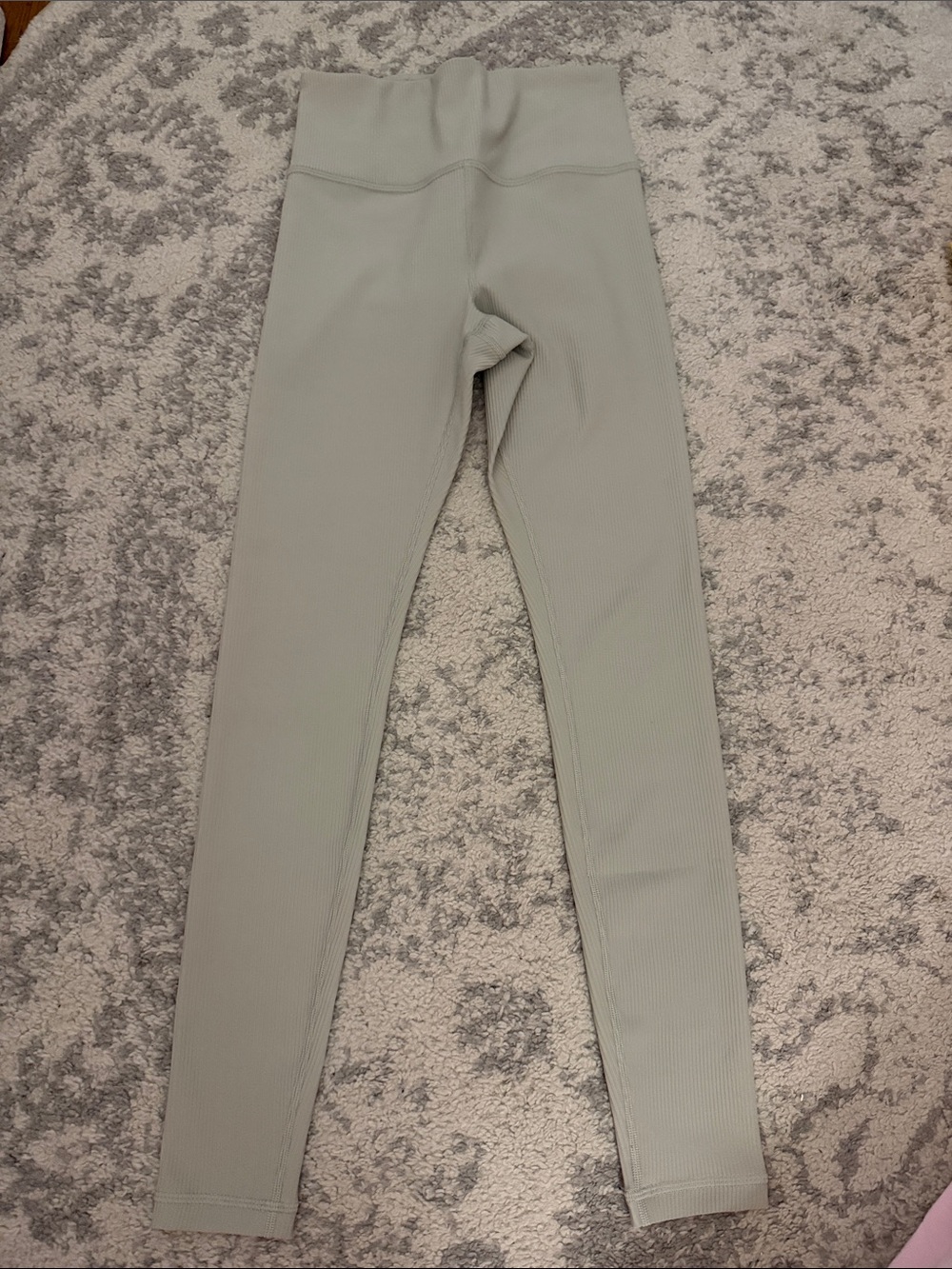 Athleta Elation Rib Tight Leggings in Light Sage green / grey color